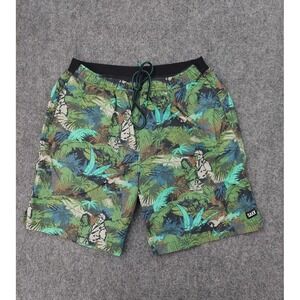 Saxx Cannonball Swim Trunks Mens Large Green Hawaiian Safari Ballpark Pouch